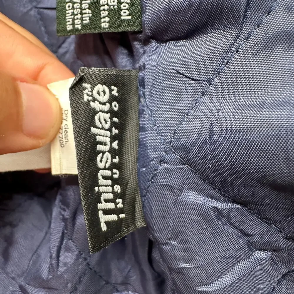 J Crew Wool Double Breasted Bayswater Pea Coat Mens Medium Thinsulate Navy